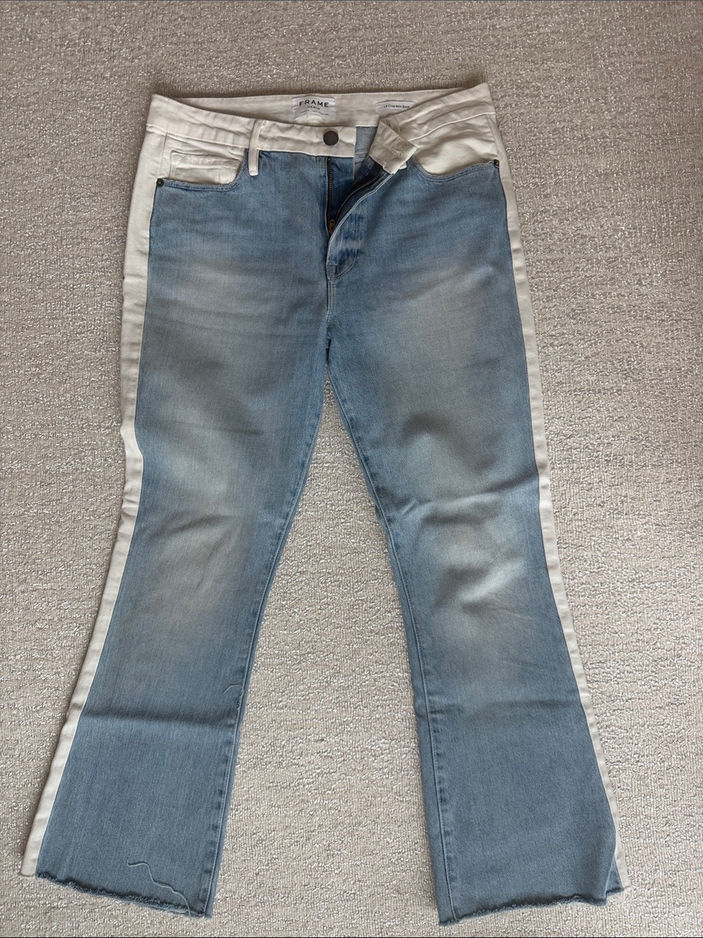 Frame Denim Light Blue Denim Jeans with White Side Stripes